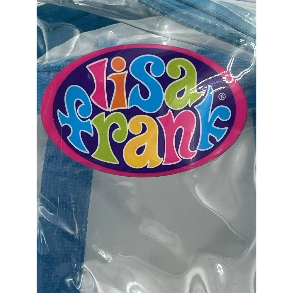 Vintage‎ 90s Y2K Lisa Frank Logo Clear Backpack See-Thru Vinyl Blue Straps 15